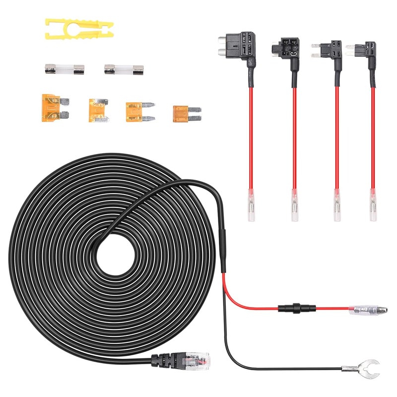 MONDGE Radar Detector Hardwire Kit,Compatible with Escort Valentine One Uniden Beltronics Cobra,with RJ-11 Telephone Style Jack Direct Wire Wiring Kit Multiple Fuse Sizes Power Cord Cable - Image 1
